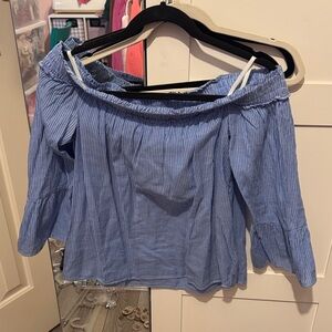 Lilly Pulitzer Blue Striped Off-Shoulder Blouse